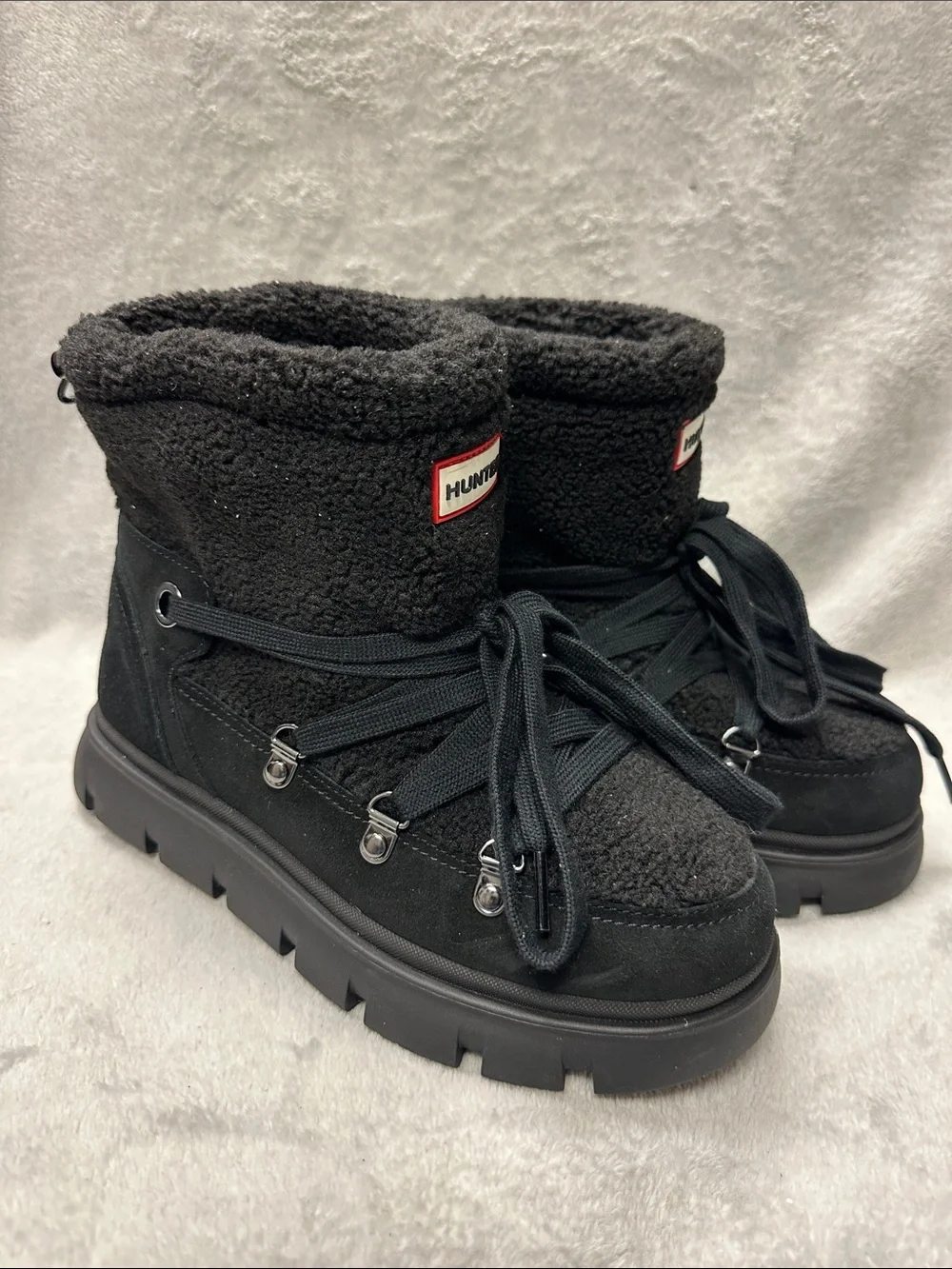 Hunter Moriah Faux Fur Waterproof Booties Size 7